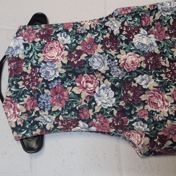 Denim Floral Patterned Vintage Vest Size Small, 100% Cotton - Picture 6 of 6